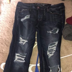 AE high waisted skinny jeans. Dark wash